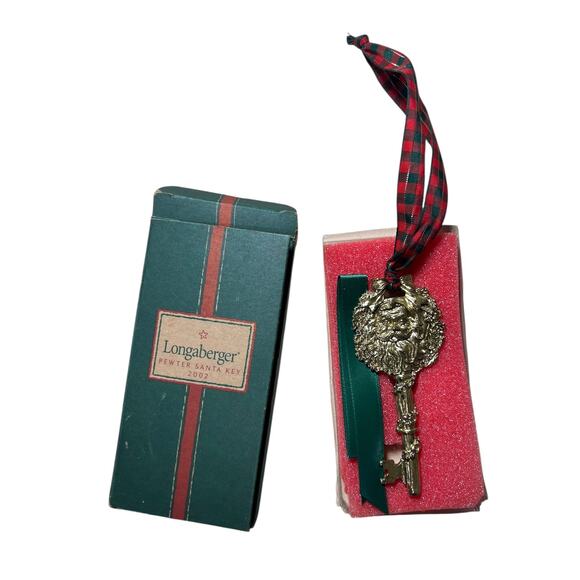 Longaberger 2002 Pewter Santa Key Christmas Ornament with Box - Picture 1 of 15